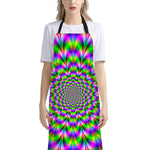 Neon Psychedelic Optical Illusion Bib Apron With Pocket