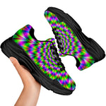 Neon Psychedelic Optical Illusion Black Chunky Shoes