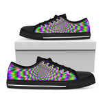 Neon Psychedelic Optical Illusion Black Low Top Sneakers