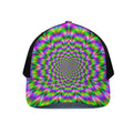 Neon Psychedelic Optical Illusion Black Mesh Trucker Hat