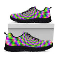 Neon Psychedelic Optical Illusion Black Running Shoes