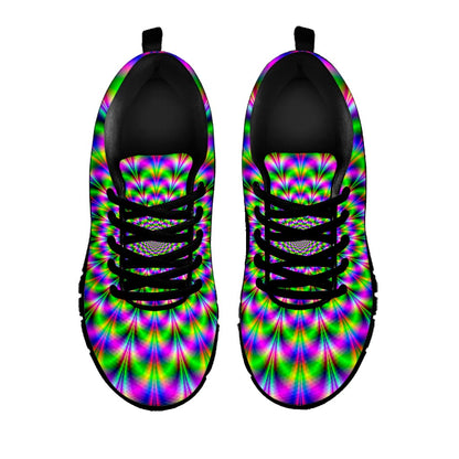 Neon Psychedelic Optical Illusion Black Running Shoes