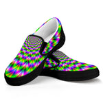 Neon Psychedelic Optical Illusion Black Slip On Sneakers