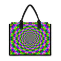 Neon Psychedelic Optical Illusion Canvas Tote Bag