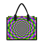 Neon Psychedelic Optical Illusion Canvas Tote Bag