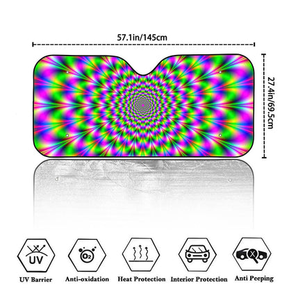 Neon Psychedelic Optical Illusion Car Windshield Sun Shade