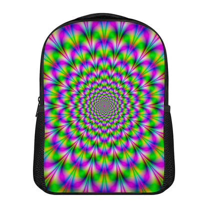 Neon Psychedelic Optical Illusion Casual Backpack