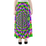 Neon Psychedelic Optical Illusion Chiffon Maxi Skirt