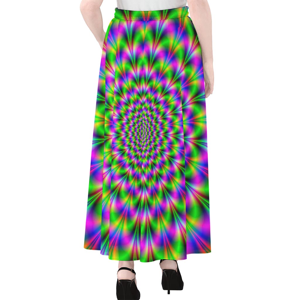 Neon Psychedelic Optical Illusion Chiffon Maxi Skirt