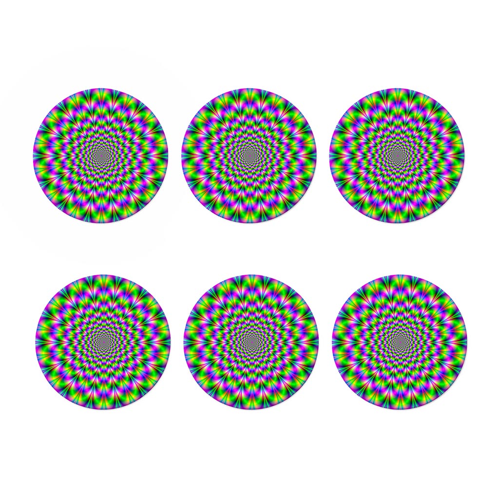 Neon Psychedelic Optical Illusion Coaster Set