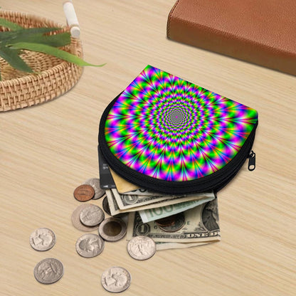Neon Psychedelic Optical Illusion Coin Purse