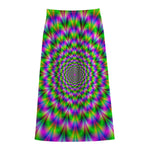 Neon Psychedelic Optical Illusion Cotton Front Slit Maxi Skirt