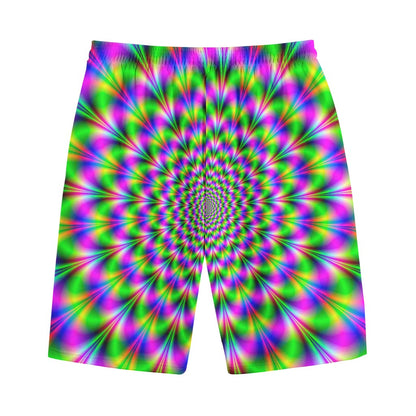 Neon Psychedelic Optical Illusion Cotton Shorts