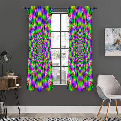 Neon Psychedelic Optical Illusion Curtain
