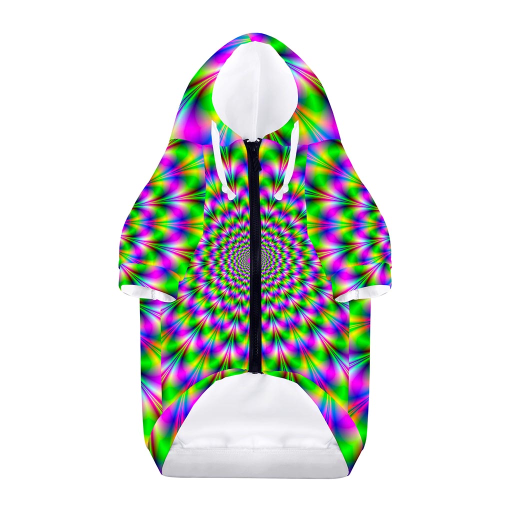 Neon Psychedelic Optical Illusion Dog Zip Up Hoodie