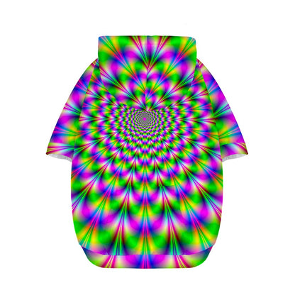 Neon Psychedelic Optical Illusion Dog Zip Up Hoodie