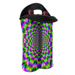 Neon Psychedelic Optical Illusion Double Neoprene Wine Tote