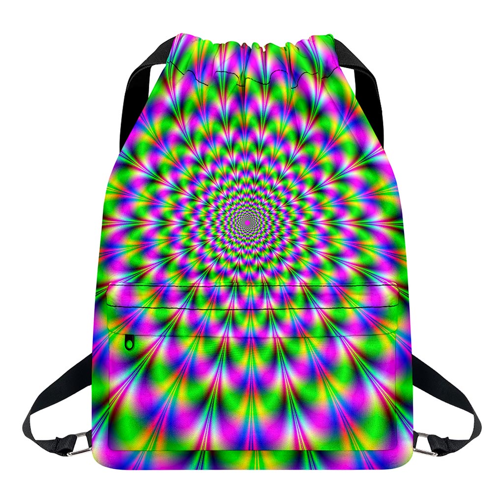 Neon Psychedelic Optical Illusion Drawstring Backpack