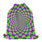 Neon Psychedelic Optical Illusion Drawstring Bag