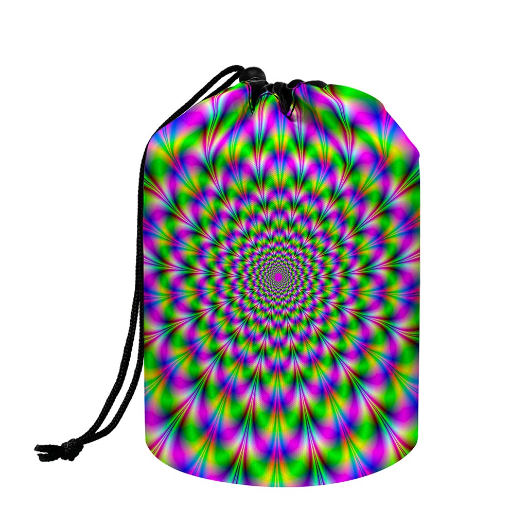 Neon Psychedelic Optical Illusion Drawstring Makeup Bag