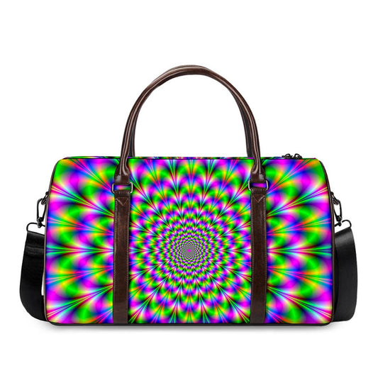 Neon Psychedelic Optical Illusion Duffle Bag