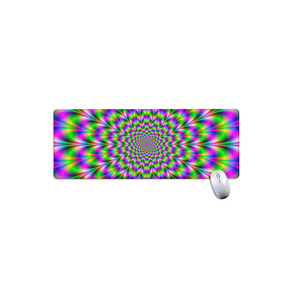 Neon Psychedelic Optical Illusion Extended Mouse Pad