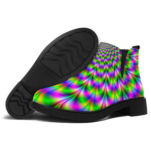 Neon Psychedelic Optical Illusion Flat Ankle Boots