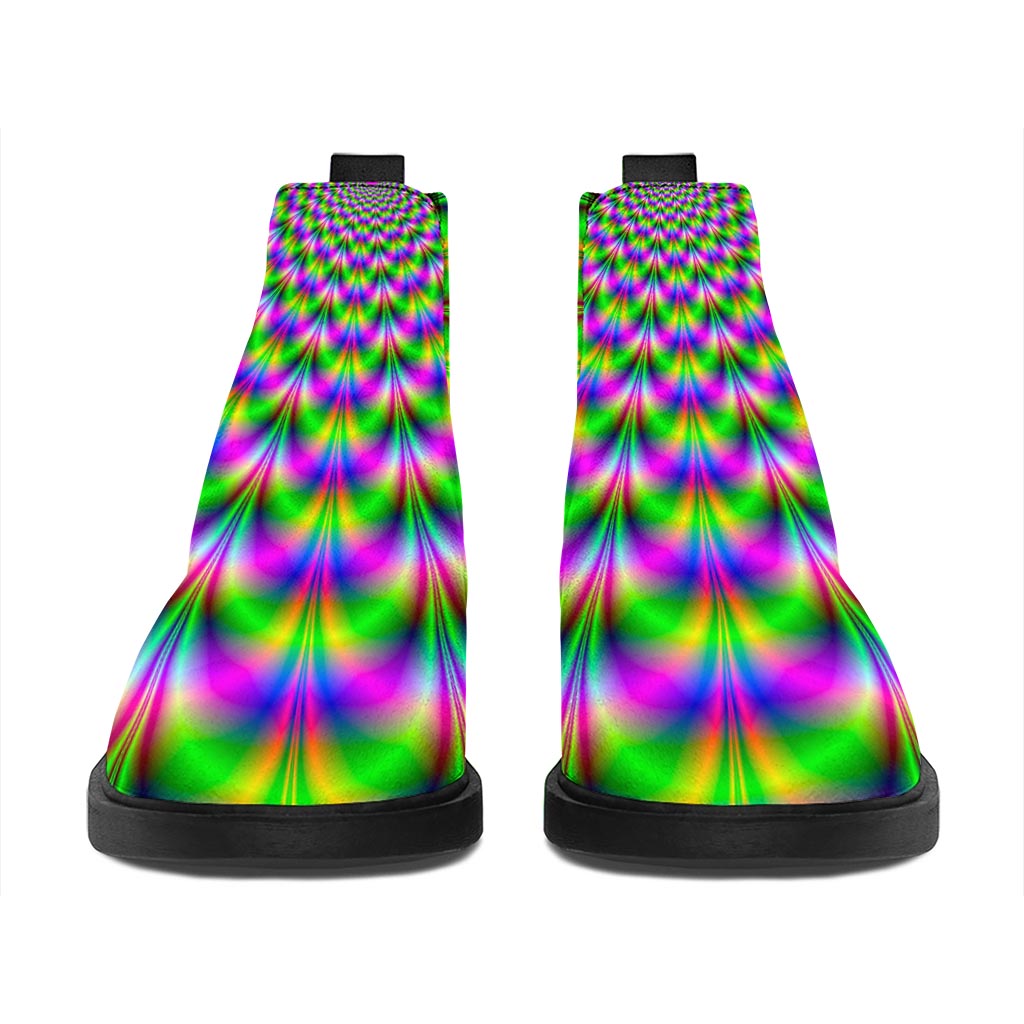 Neon Psychedelic Optical Illusion Flat Ankle Boots