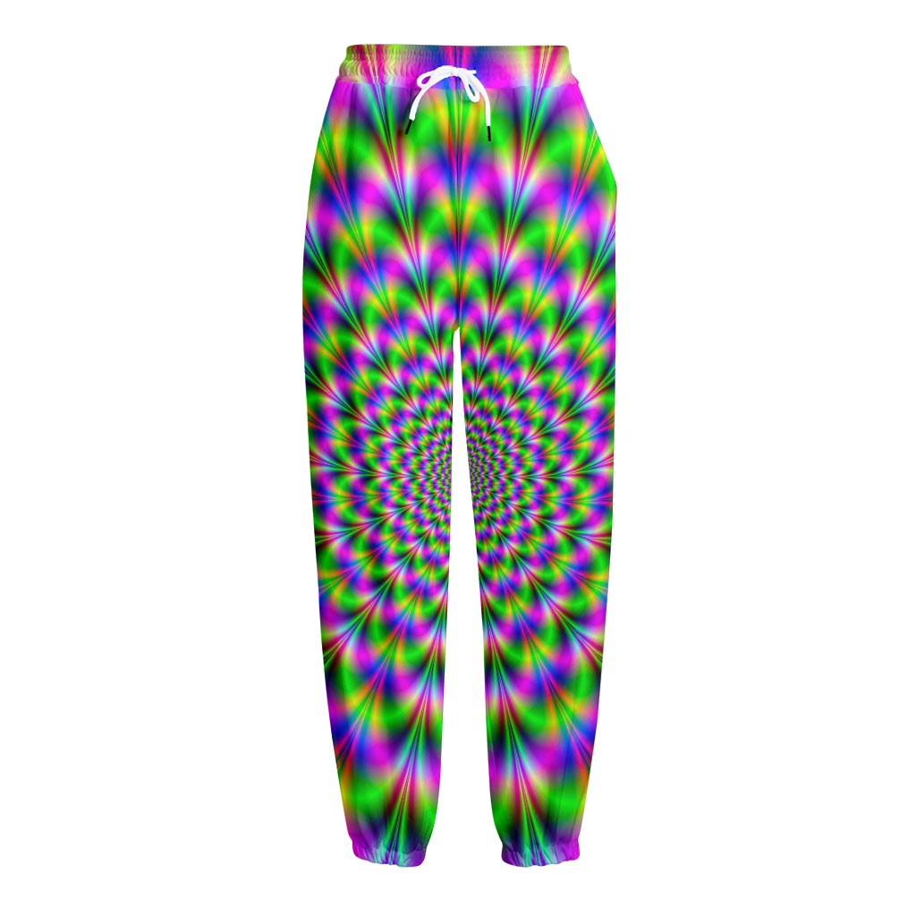 Neon Psychedelic Optical Illusion Fleece Lined Knit Pants