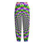 Neon Psychedelic Optical Illusion Fleece Lined Knit Pants