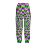 Neon Psychedelic Optical Illusion Fleece Lined Knit Pants