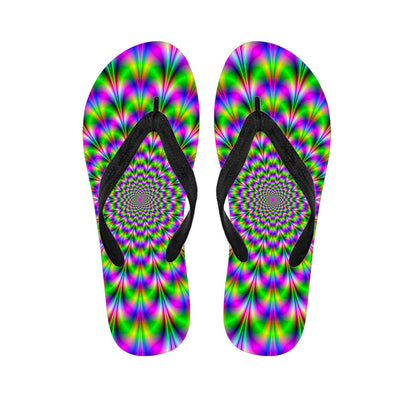 Neon Psychedelic Optical Illusion Flip Flops