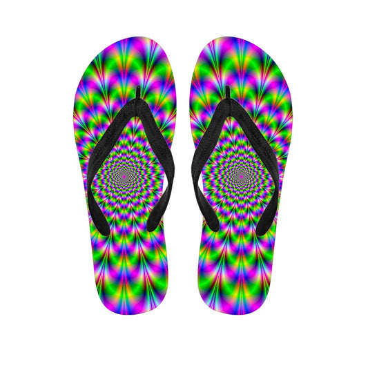 Neon Psychedelic Optical Illusion Flip Flops