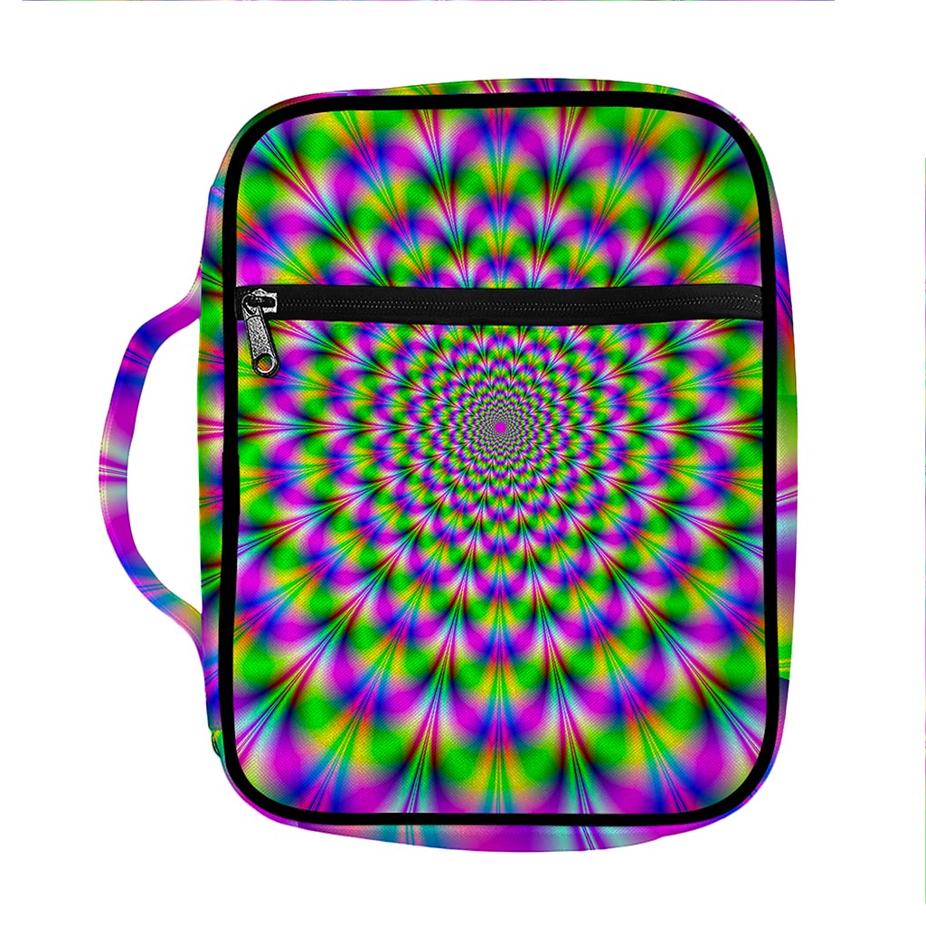 Neon Psychedelic Optical Illusion Front Pocket Bible Bag
