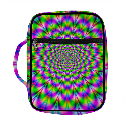 Neon Psychedelic Optical Illusion Front Pocket Bible Bag
