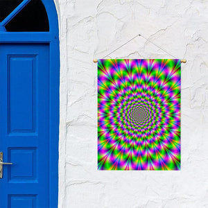 Neon Psychedelic Optical Illusion Garden Flag