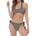 Neon Psychedelic Optical Illusion Halter Scoop Tie Side Bikini