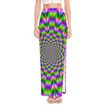 Neon Psychedelic Optical Illusion High Slit Maxi Skirt