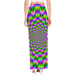 Neon Psychedelic Optical Illusion High Slit Maxi Skirt