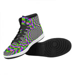 Neon Psychedelic Optical Illusion High Top Leather Sneakers