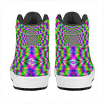 Neon Psychedelic Optical Illusion High Top Leather Sneakers