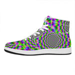 Neon Psychedelic Optical Illusion High Top Leather Sneakers