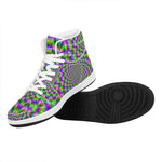 Neon Psychedelic Optical Illusion High Top Leather Sneakers