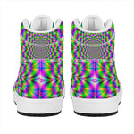 Neon Psychedelic Optical Illusion High Top Leather Sneakers