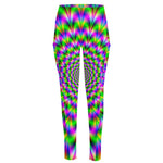 Neon Psychedelic Optical Illusion High-Waisted Pocket Leggings