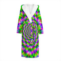 Neon Psychedelic Optical Illusion Hooded Bathrobe