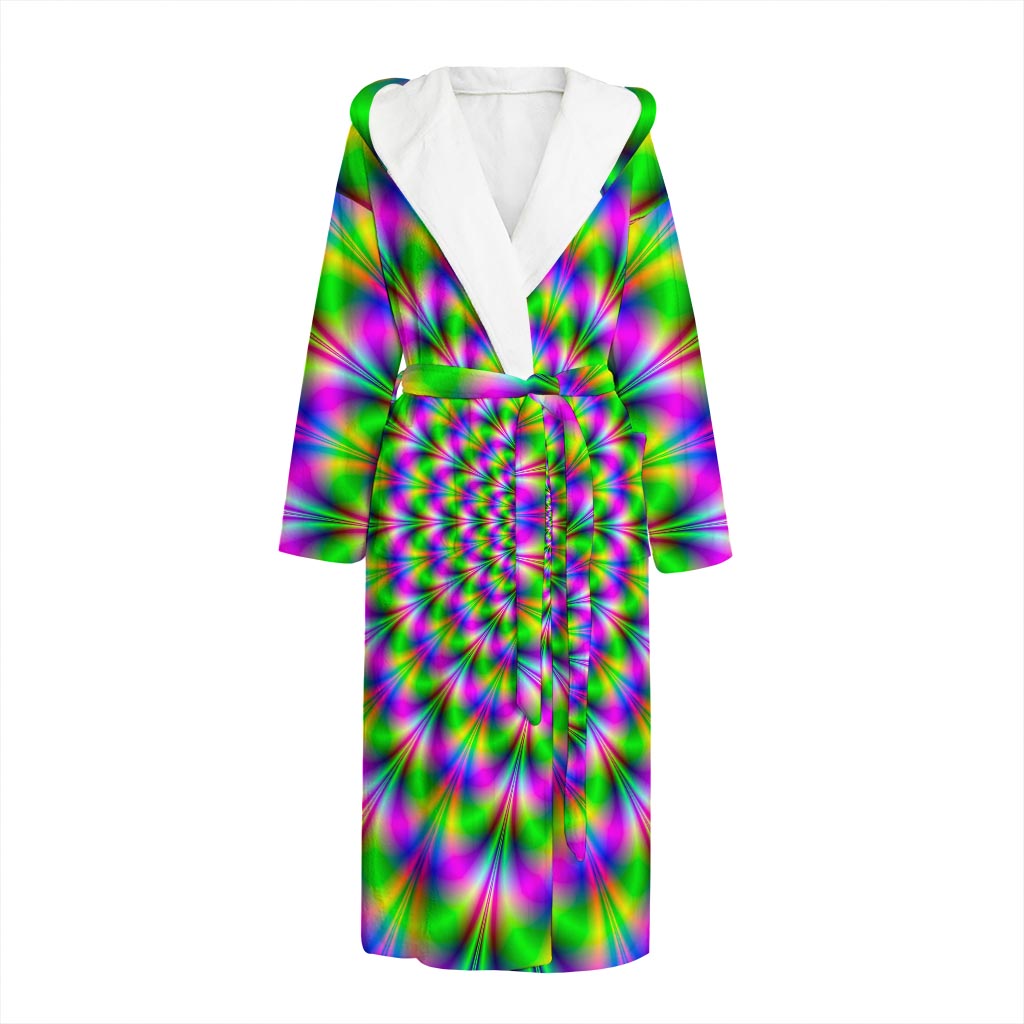 Neon Psychedelic Optical Illusion Hooded Bathrobe