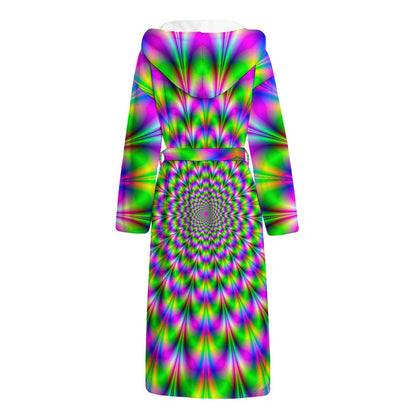 Neon Psychedelic Optical Illusion Hooded Bathrobe