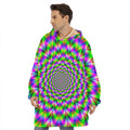 Neon Psychedelic Optical Illusion Hoodie Blanket