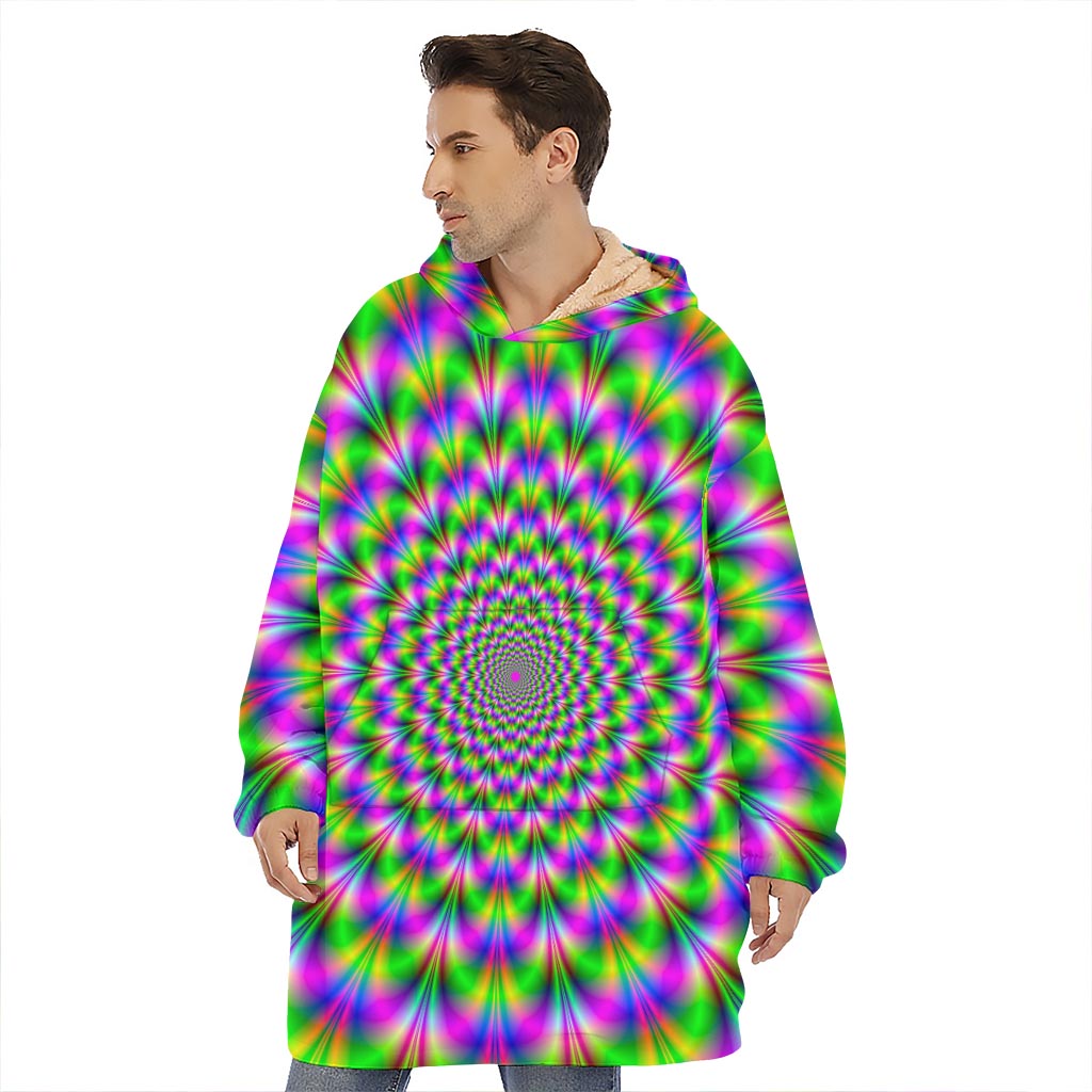 Neon Psychedelic Optical Illusion Hoodie Blanket